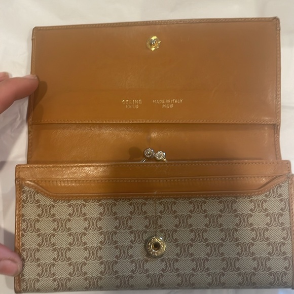 Celine CELINE Long Wallet Triomphe Macadam Pattern Folded Women's PVC Brown Tan - Picture 5 of 10